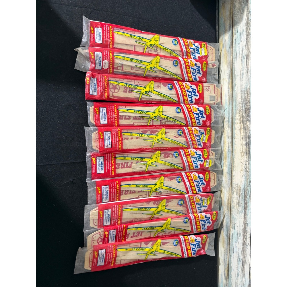 JA-RU Jet Fire Balsa Wood Glider 10 Pack 12" Wingspan Tan New Vintage Style Toy